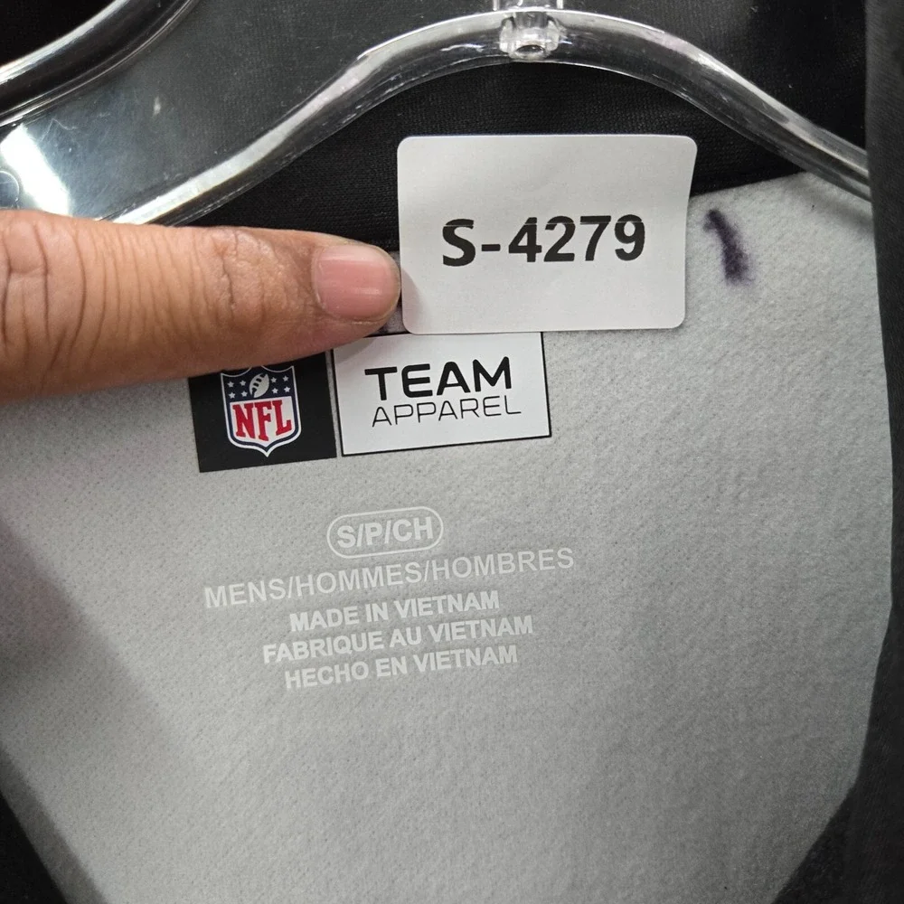 Oakland‎ Raiders Men Sweatshirt Small Black Fleece Pockets 1/2 Zip Long Sleeve